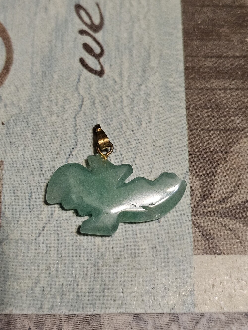 Gold Tone Green Stone Pendant